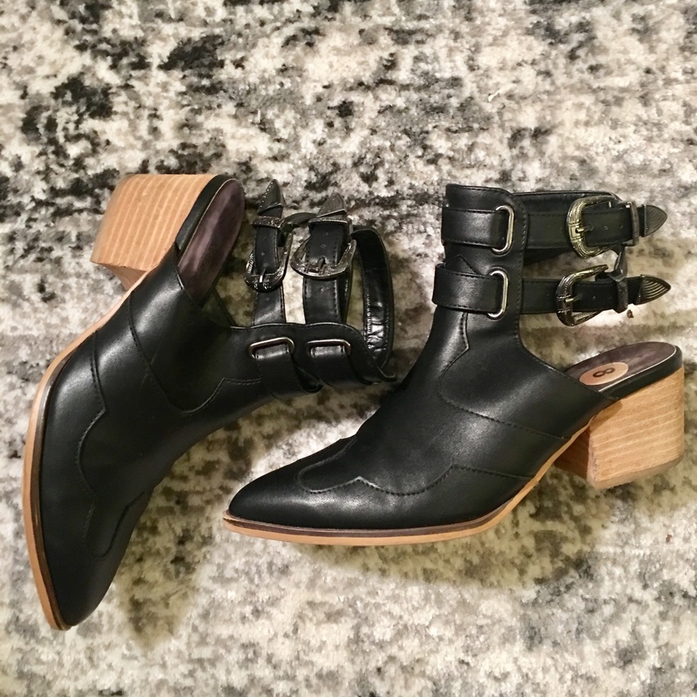 Black backless booties